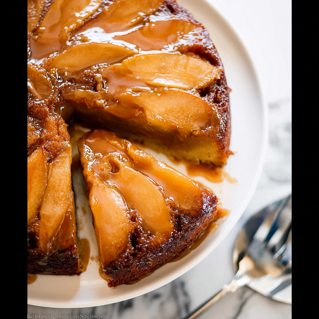 Recipe preparation for Caramel Apple Upside Down Cake