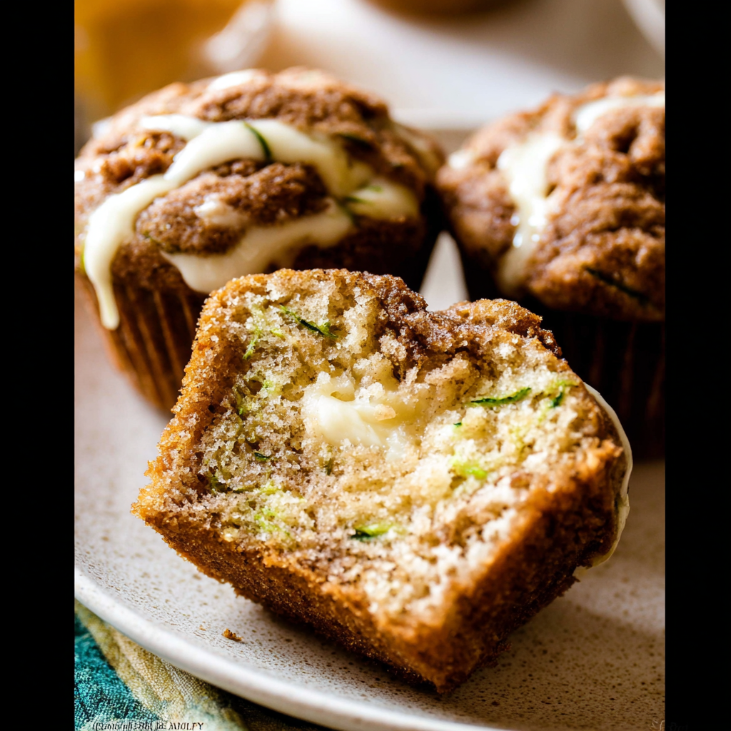 Recipe preparation for Cream Cheese Zucchini Muffins