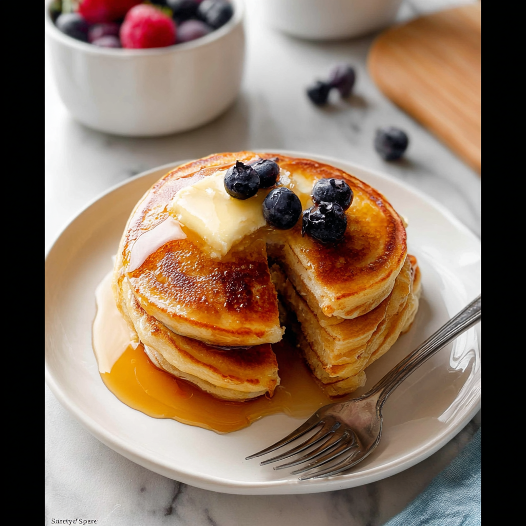 Recipe preparation for Fluffy Buttermilk Pancakes