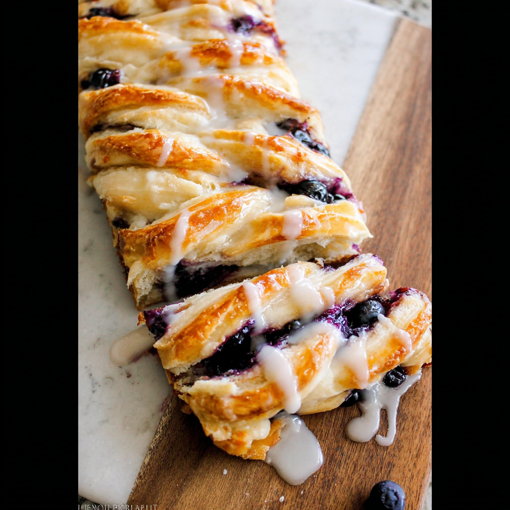 Recipe preparation for Blueberry Cream Cheese Pastry Braid