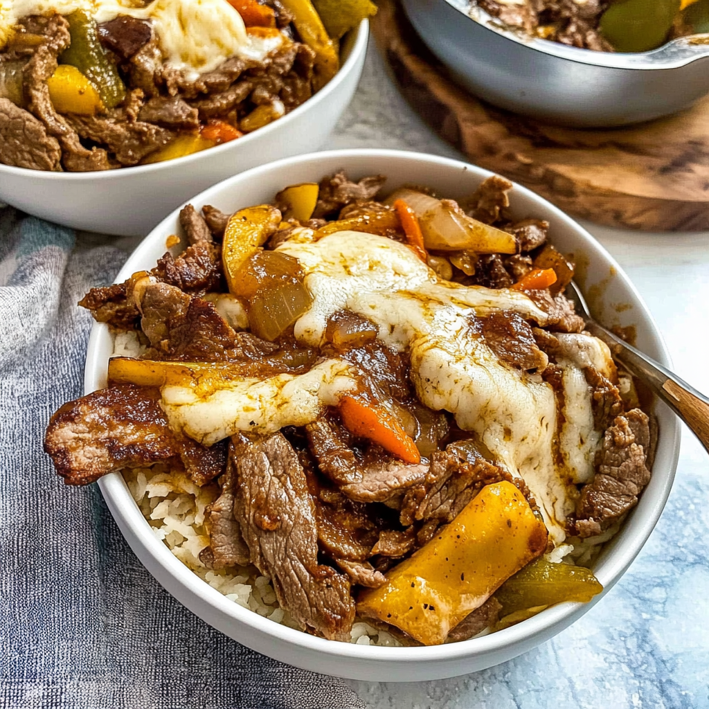 Recipe preparation for Philly Cheesesteak Bowls
