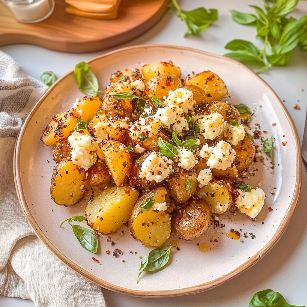 Recipe preparation for Baked Feta Potatoes