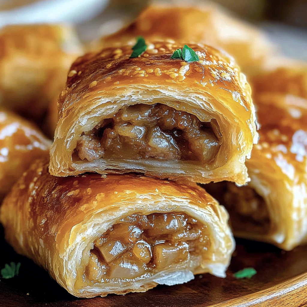Recipe preparation for French Onion Sausage Rolls