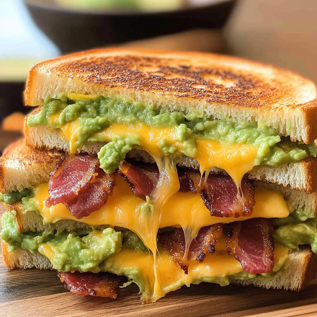 Recipe preparation for Bacon Guacamole Grilled Cheese