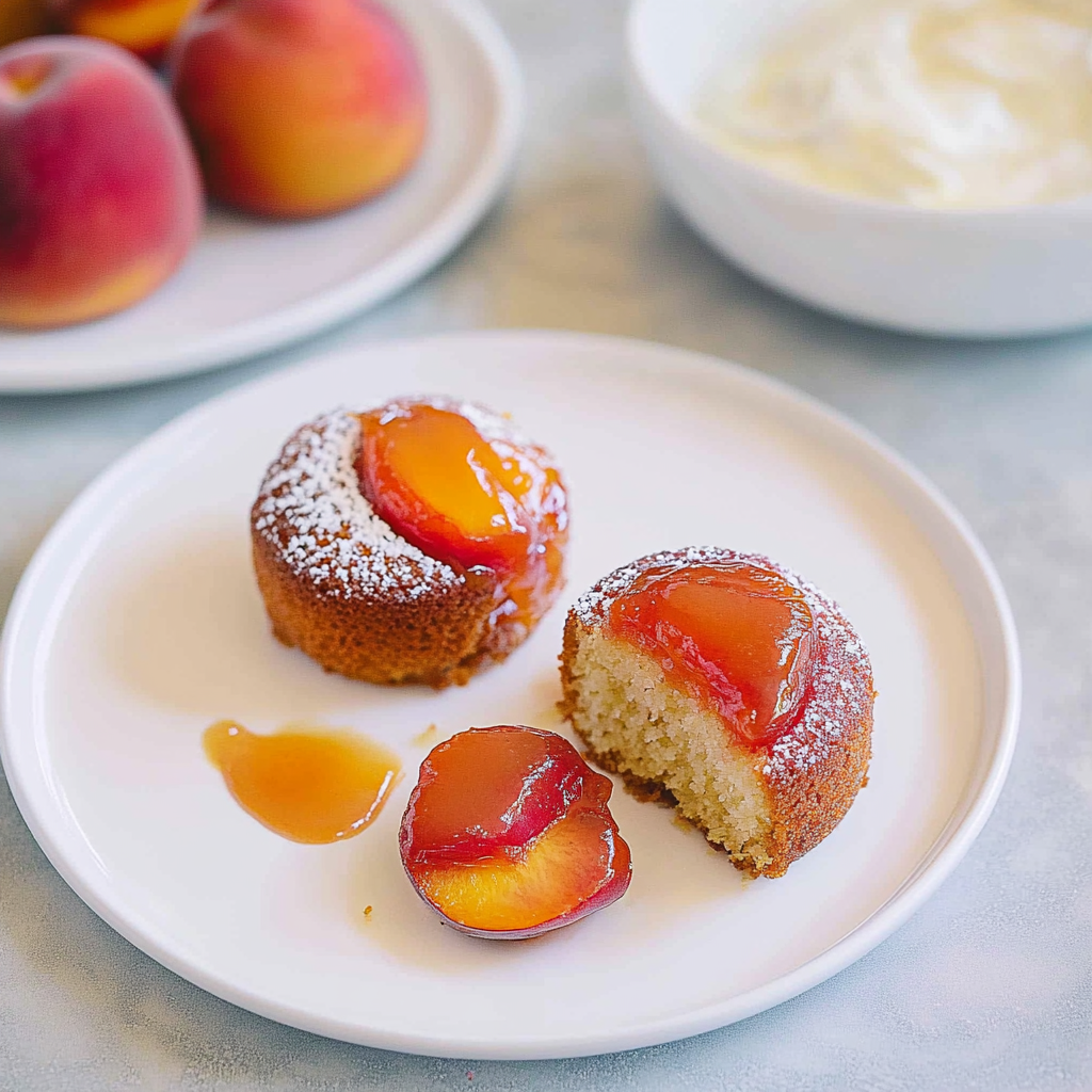 Recipe preparation for Peach Upside Down Mini Cakes