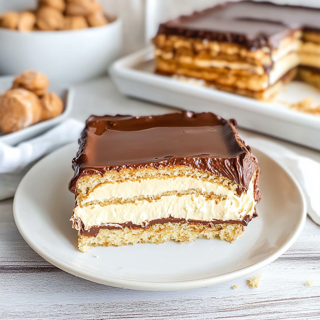 Recipe preparation for No-Bake Chocolate Eclair Cake