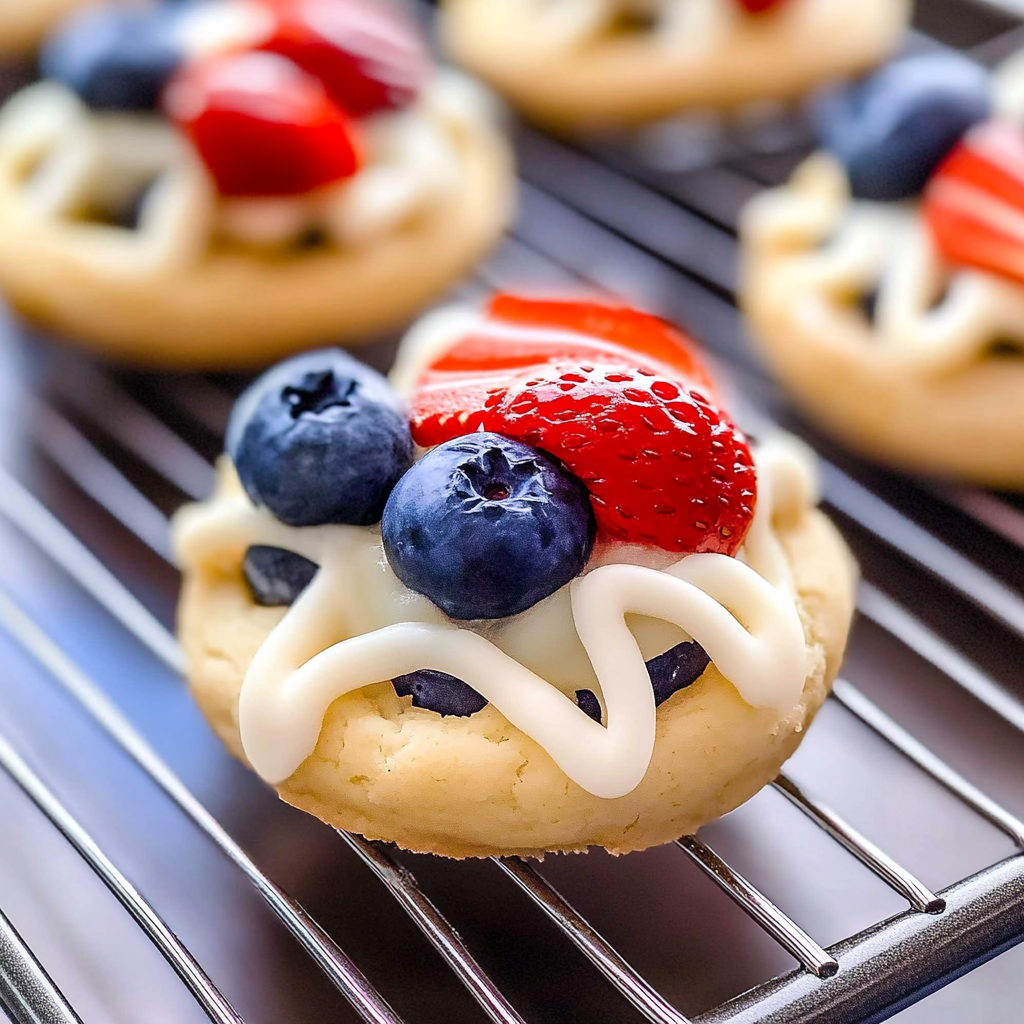 Recipe preparation for Patriotic Fruit Pizza Cookies