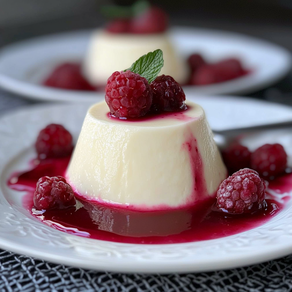 Recipe preparation for White Chocolate and Rasberry Panna Cotta