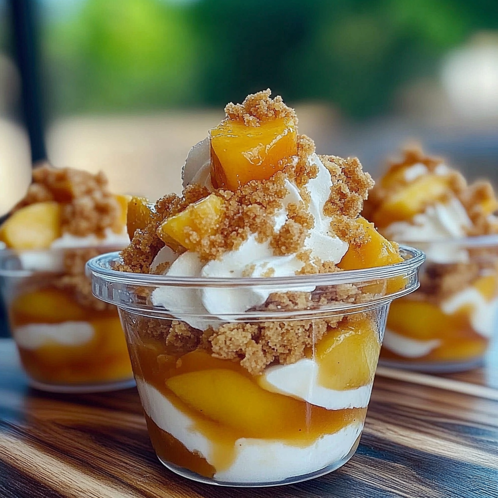 Recipe preparation for Classic Peach Cobbler Parfait