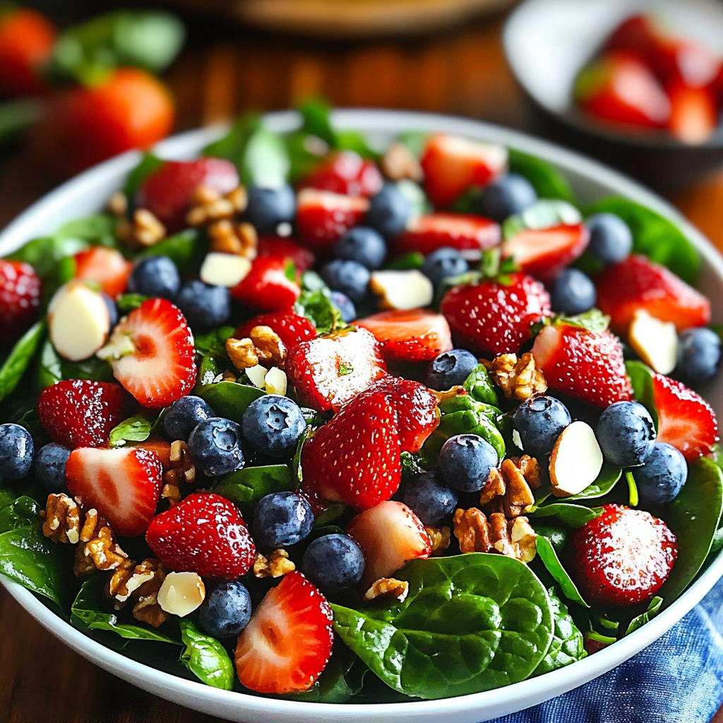 Recipe preparation for Strawberry Spinach Salad