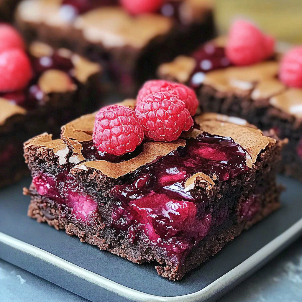 Recipe preparation for Raspberry Swirl Brownies