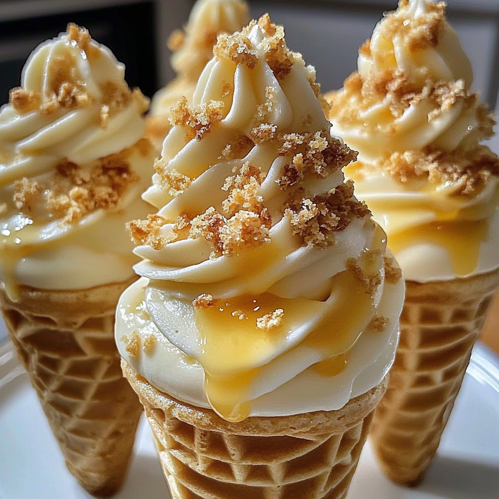 Recipe preparation for Banana Pudding Cheesecake Cones