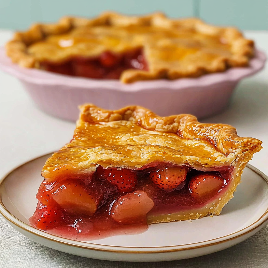 Recipe preparation for Sweet-Tart Strawberry Rhubarb Pie