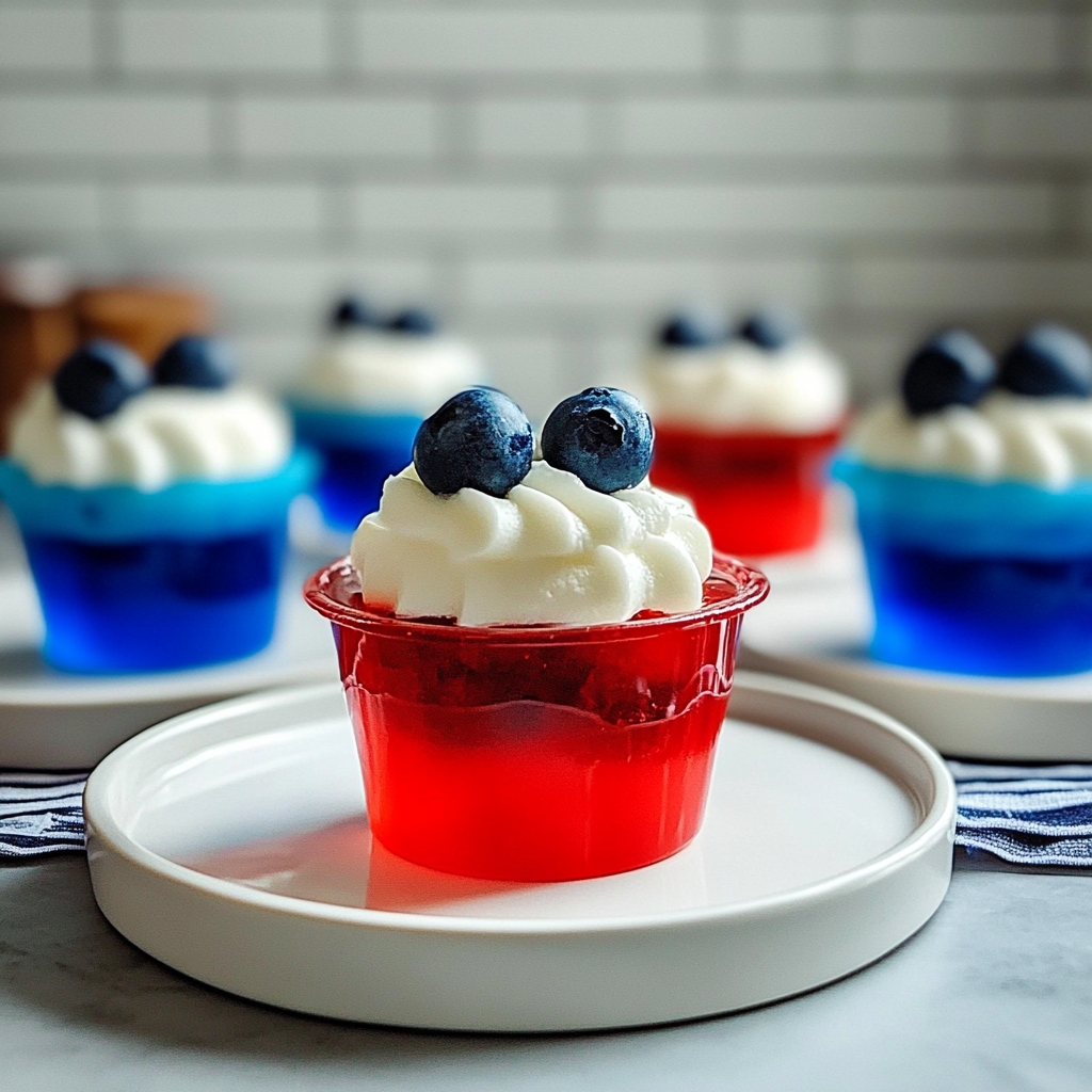Recipe preparation for Red, White, and Blue Jello Cups