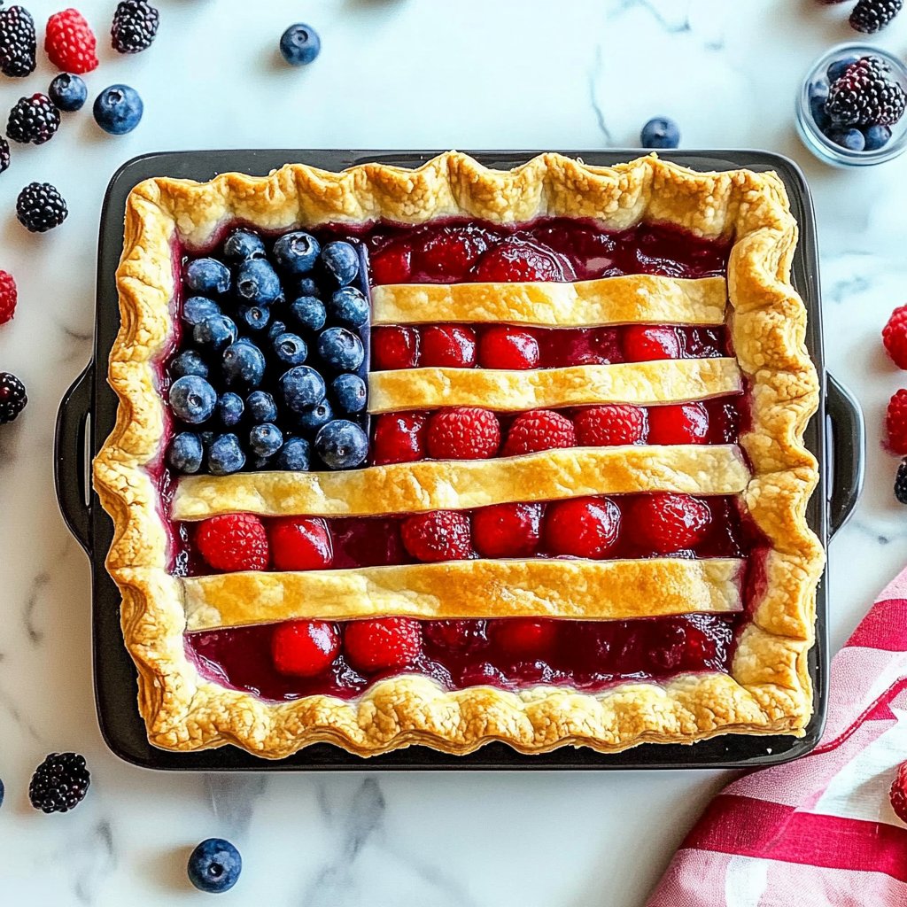 Recipe preparation for Berry Flag Pie