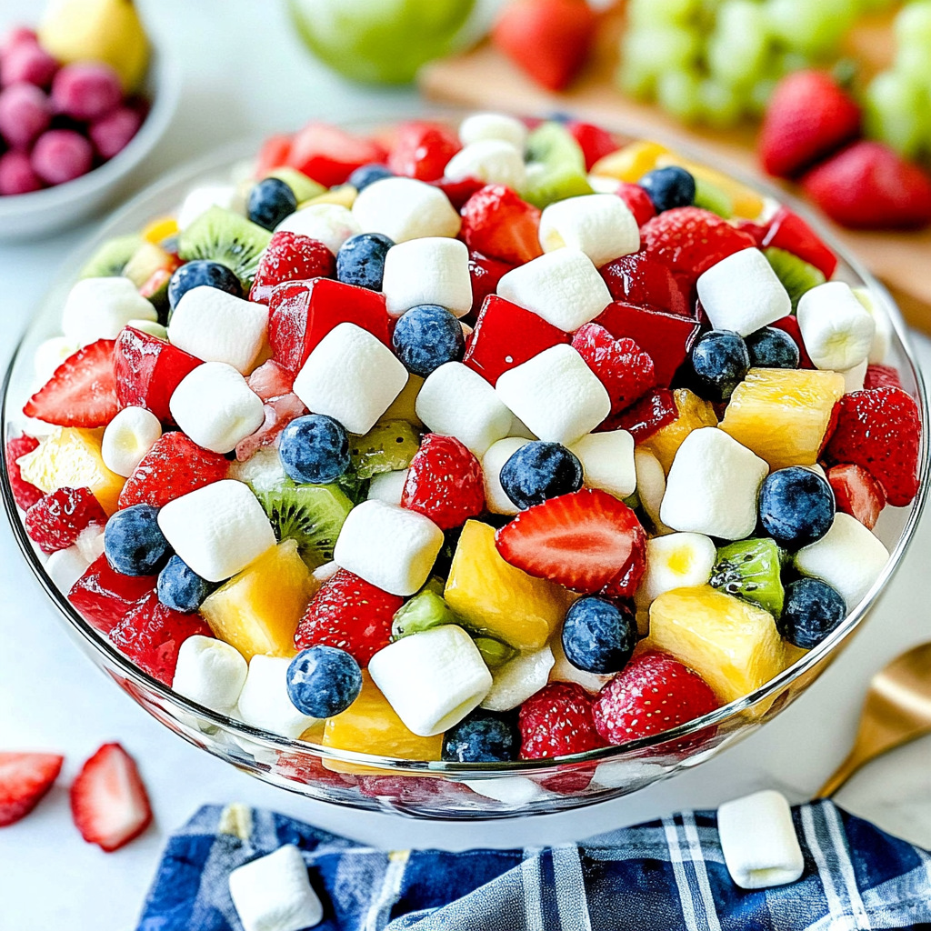 Recipe preparation for Fruit Salad with Marshmallows
