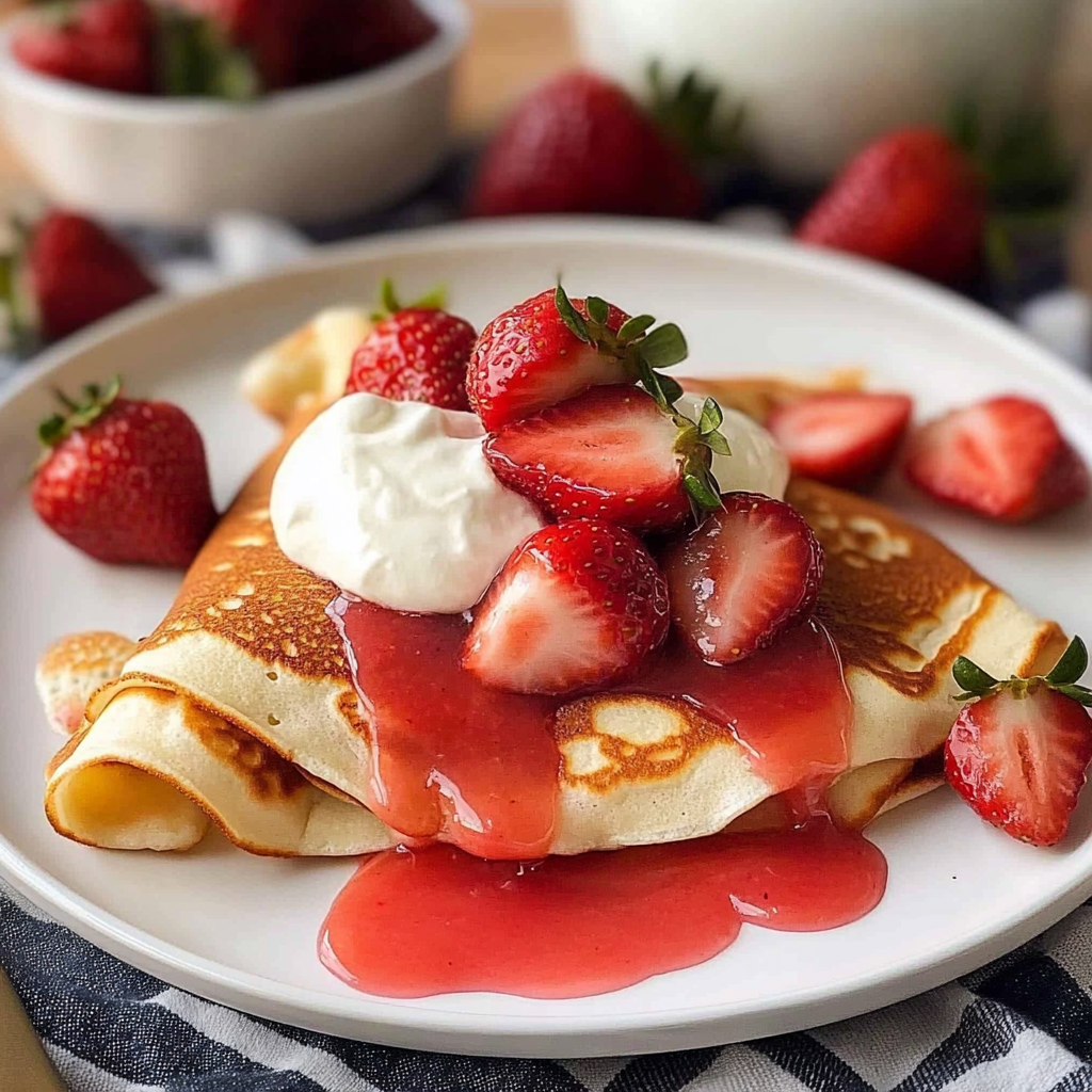 Recipe preparation for Strawberry Crepes