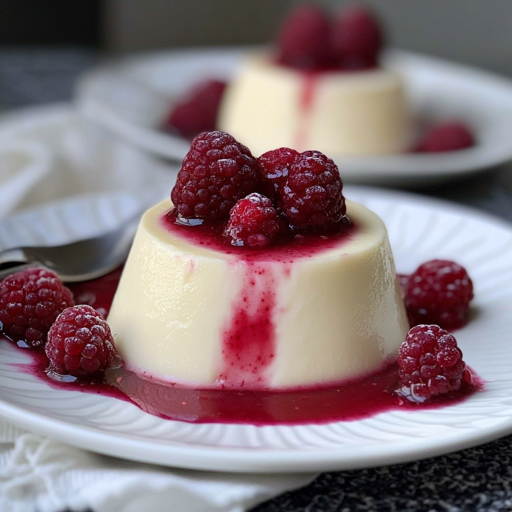 Recipe preparation for White Chocolate and Rasberry Panna Cotta
