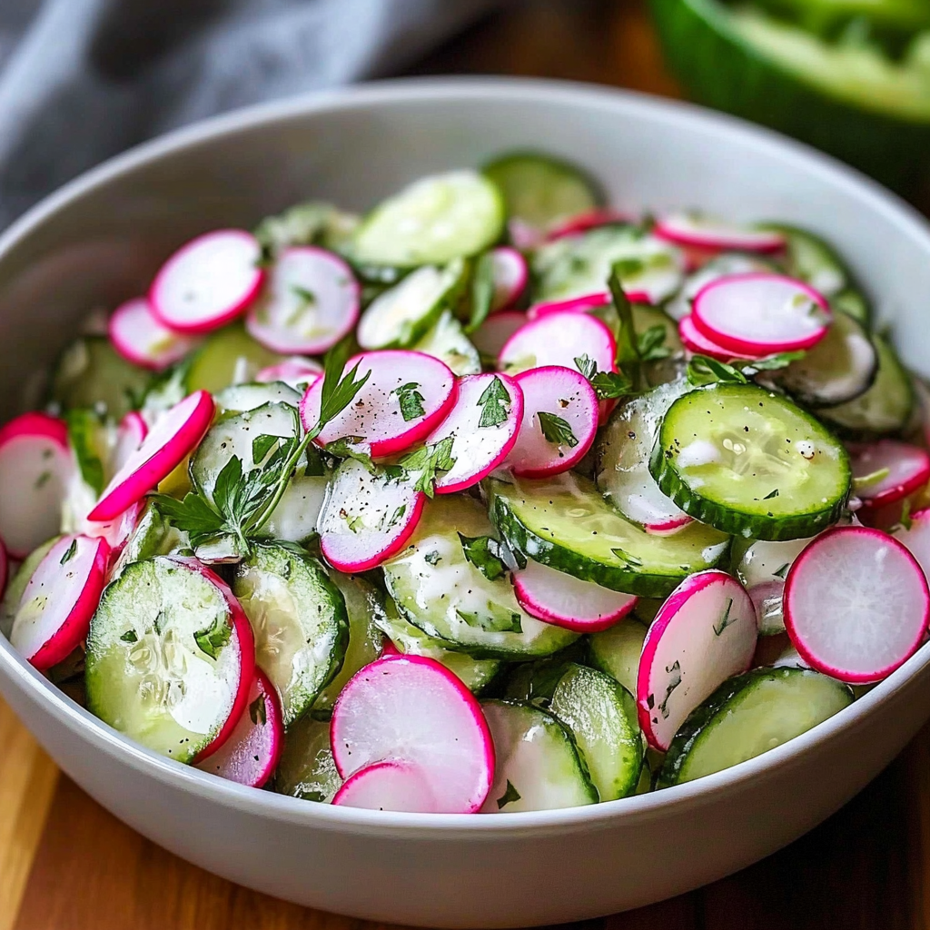 Recipe preparation for Cucumber Radish Salad Recipe