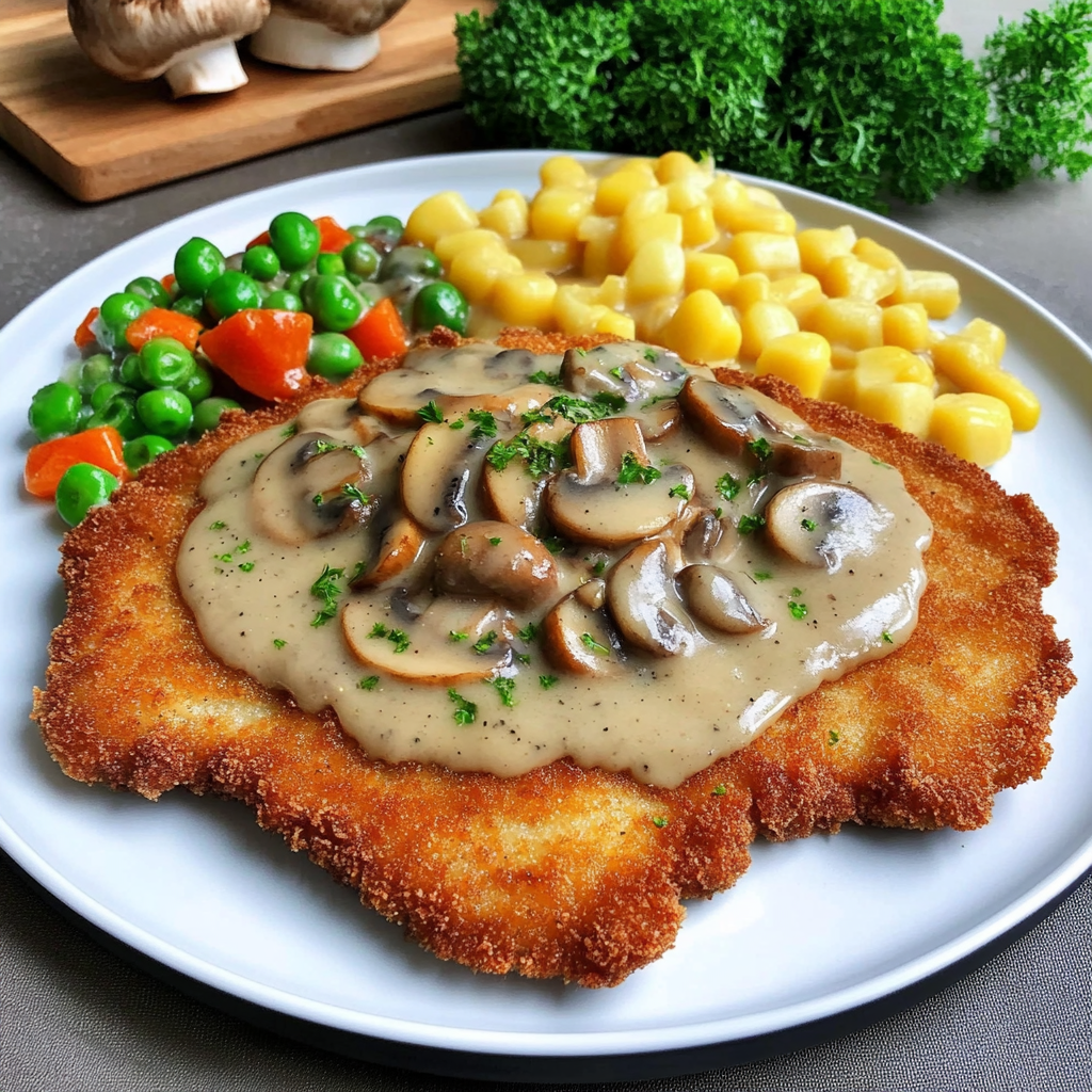 Recipe preparation for Rahmschnitzel Creamy Mushroom Schnitzel