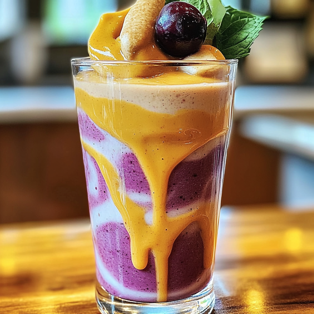 Recipe preparation for Peanut Butter and Jelly Smoothie