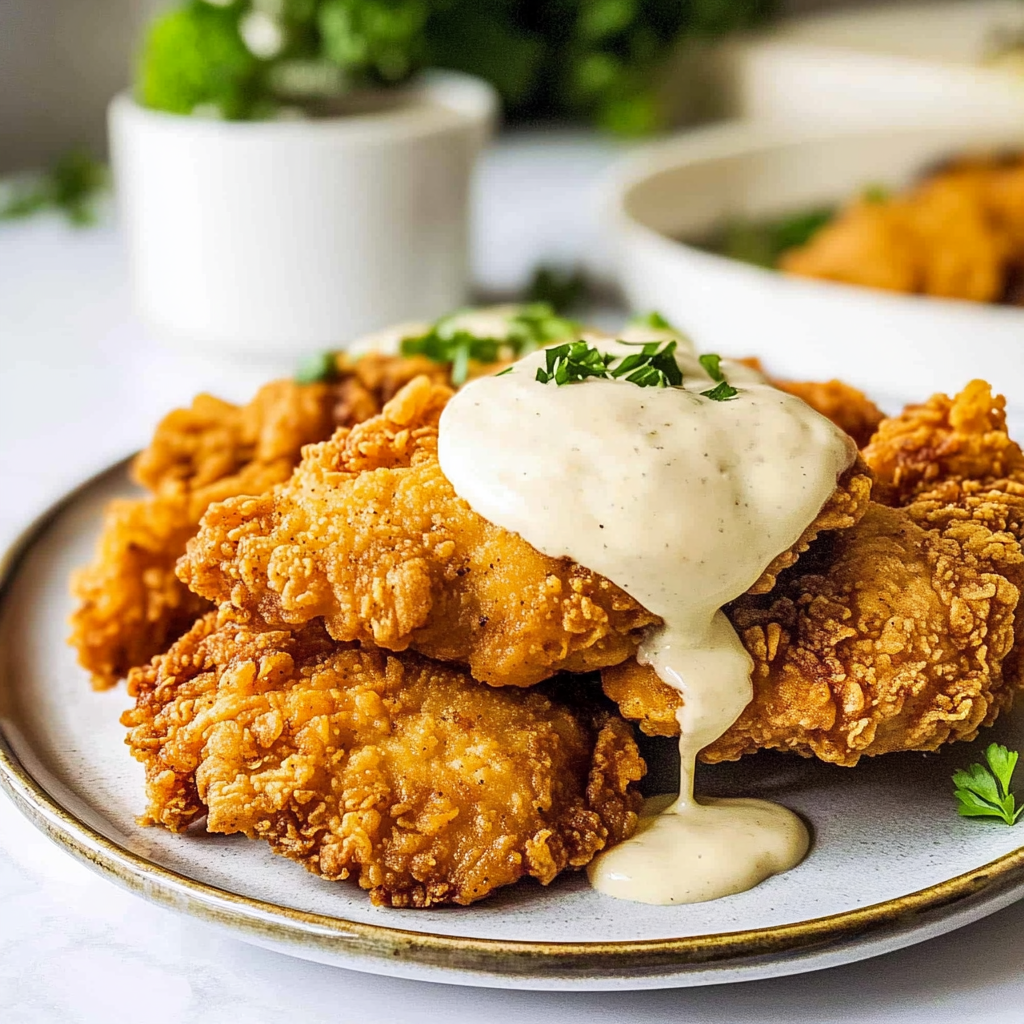 Recipe preparation for Country Fried Chicken with Creamy Gravy