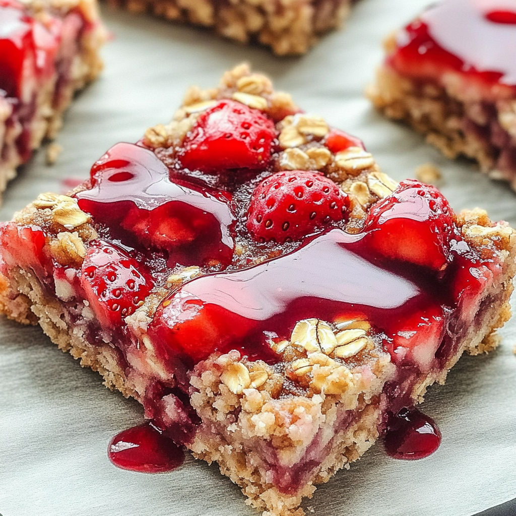 Recipe preparation for Healthy Strawberry Oatmeal Bars