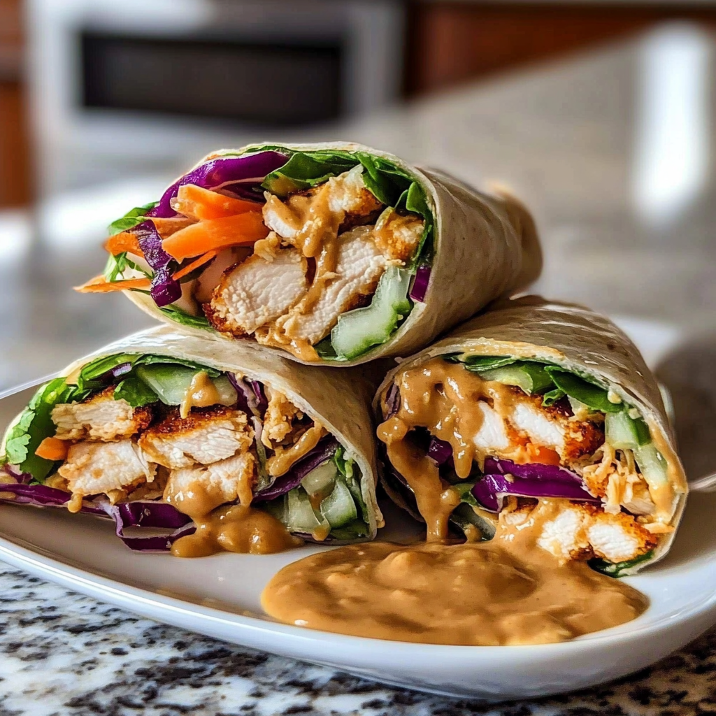 Recipe preparation for Thai Peanut Chicken Wraps