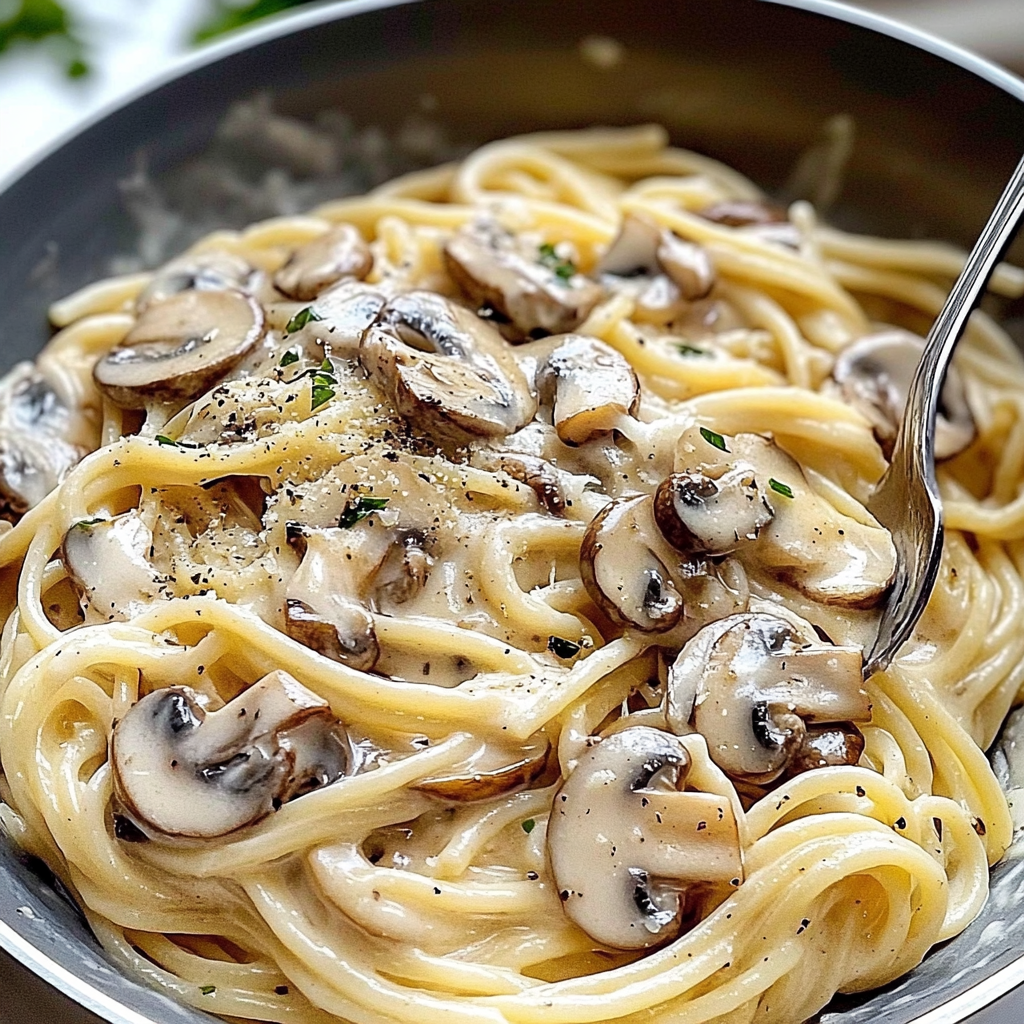 Recipe preparation for Creamy oyster mushroom pasta