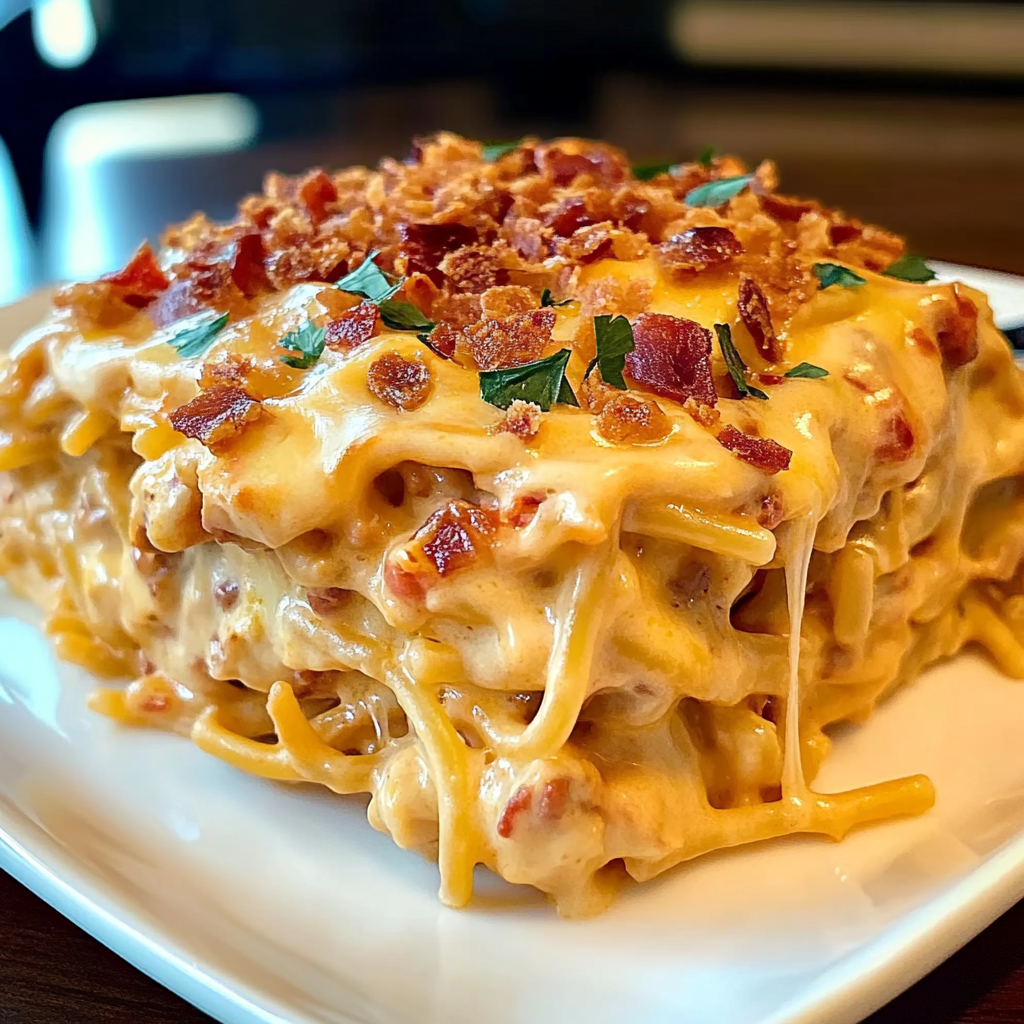 Recipe preparation for Spicy Southern Cheesy Chicken Spaghetti Casserole