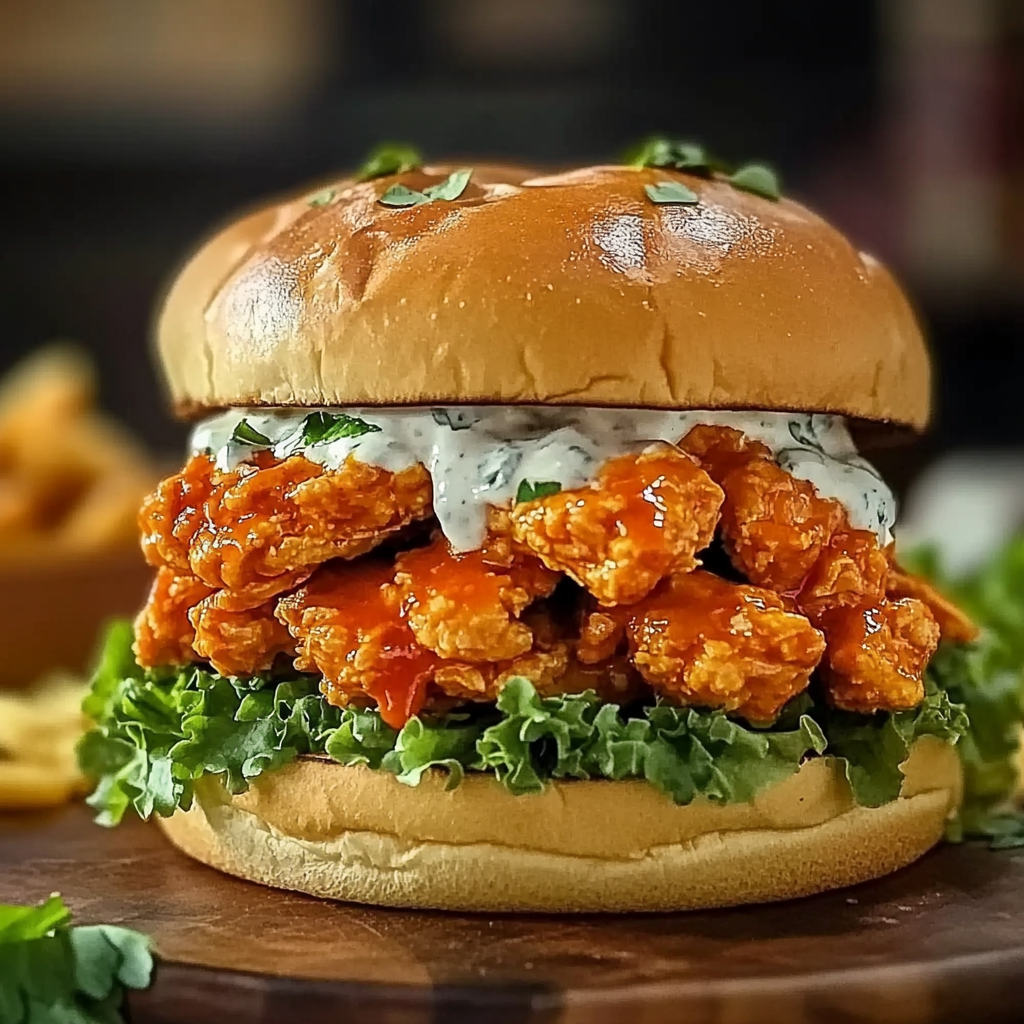 Recipe preparation for Epic Buffalo Chicken Sandwich