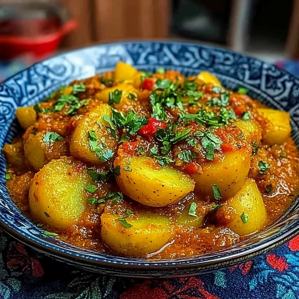 Recipe preparation for Dopiazeh Aloo Potato Curry