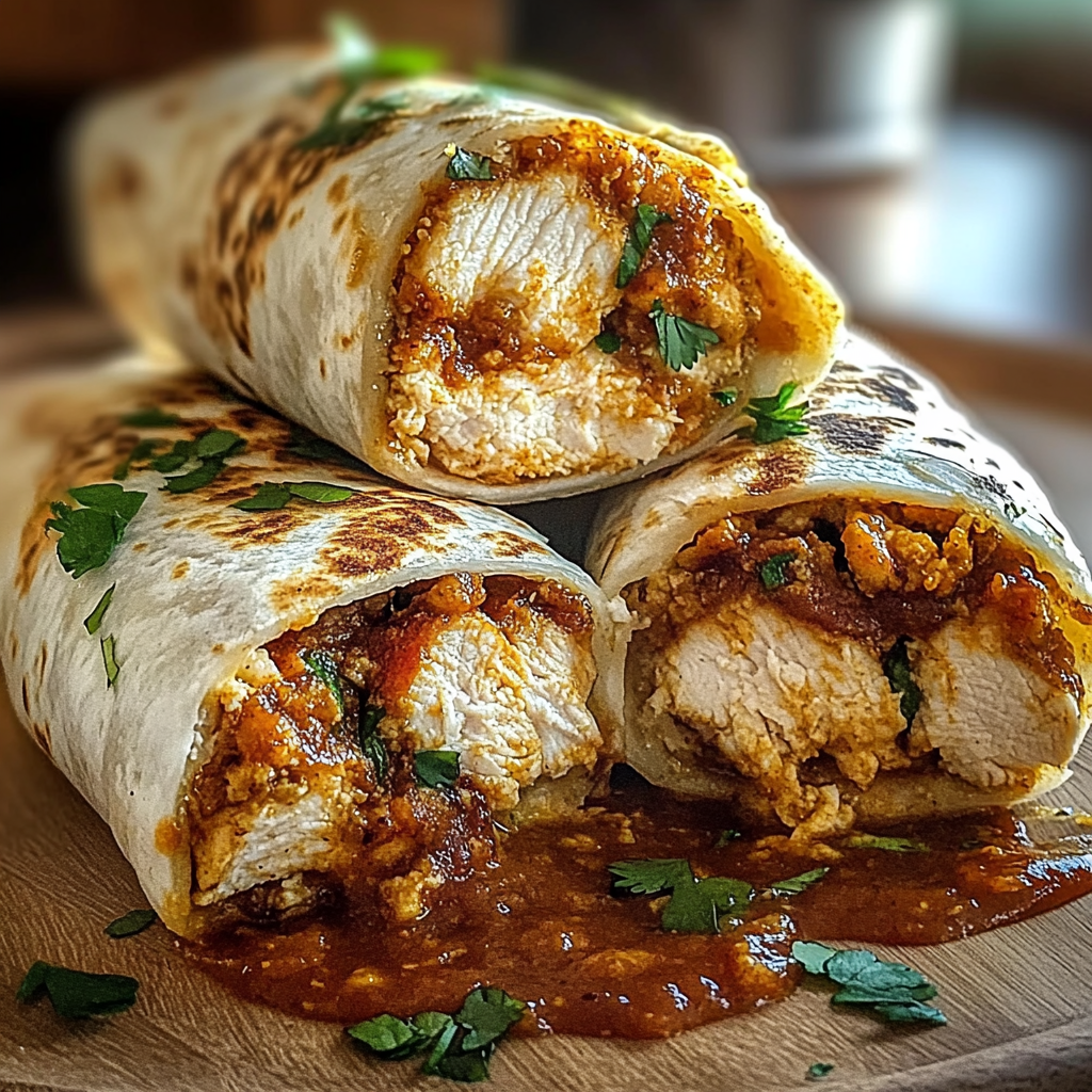 Recipe preparation for Crispy Parmesan Garlic Chicken Burritos