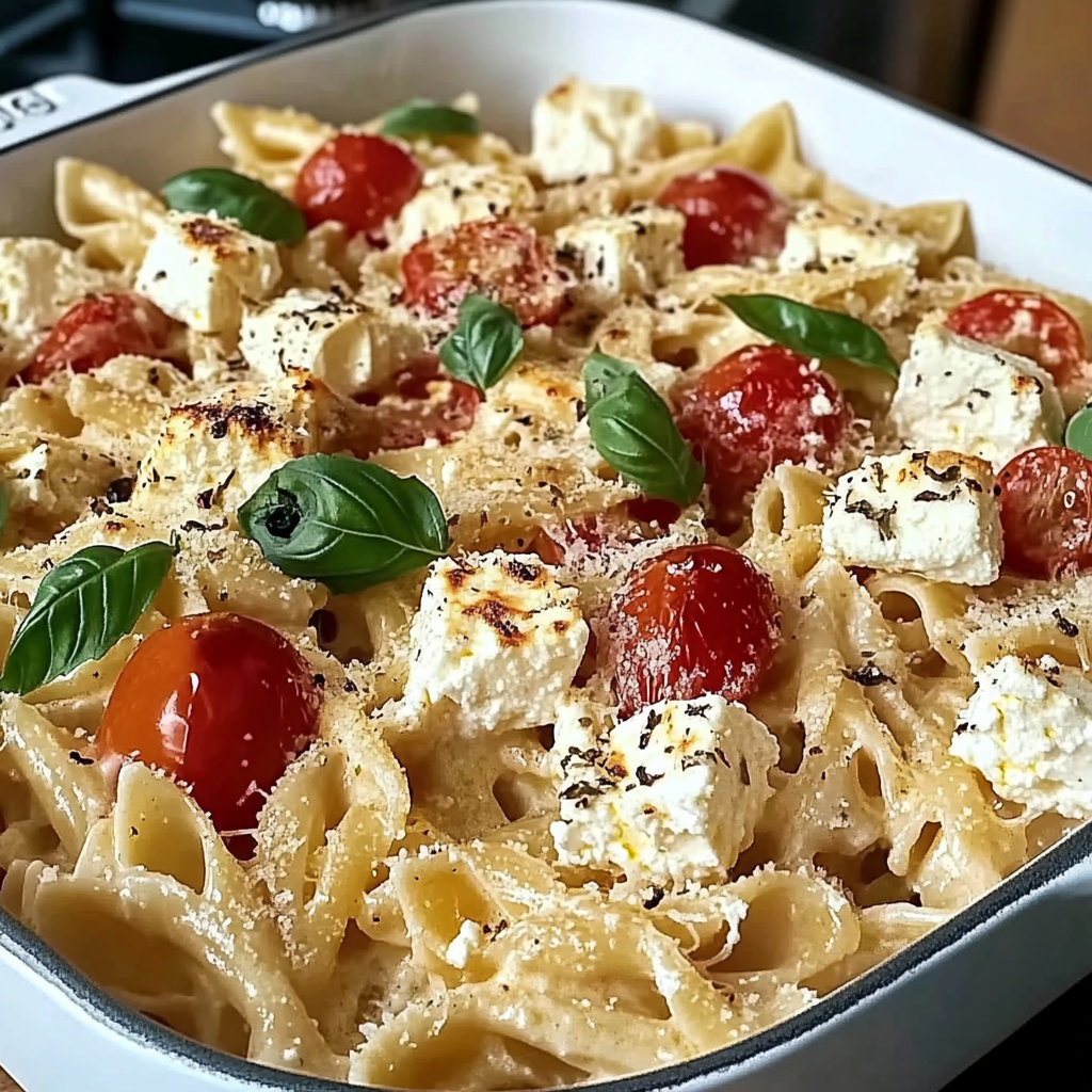 Recipe preparation for Baked Feta Pasta