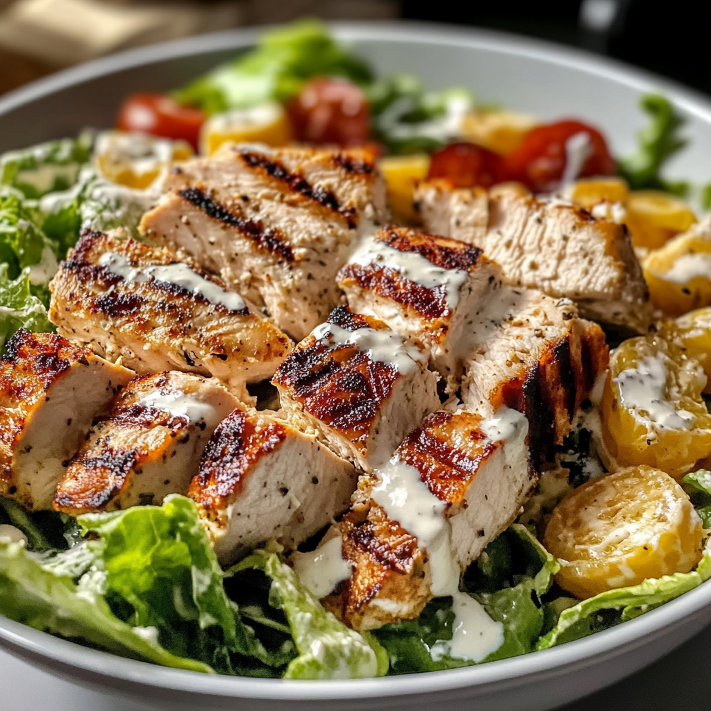 Recipe preparation for Grilled Chicken Caesar Salad