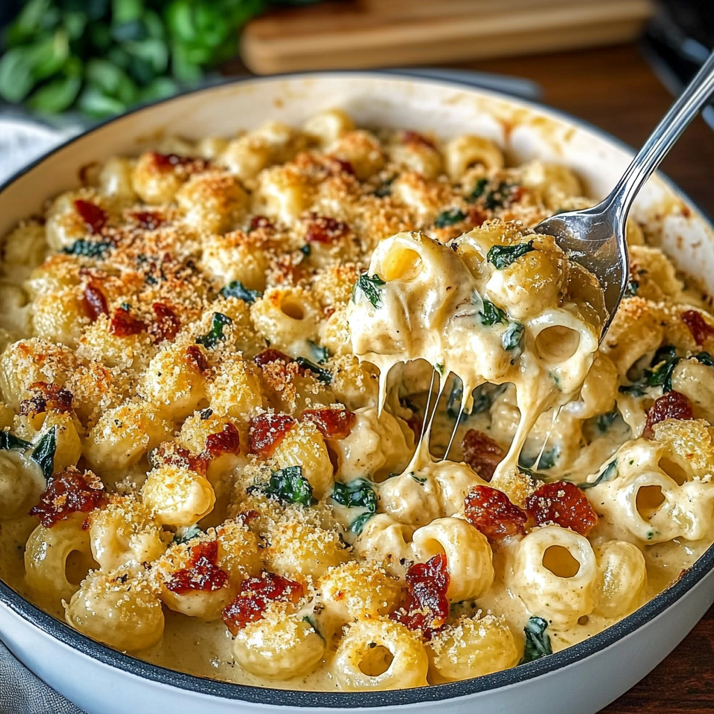 Recipe preparation for Tuscan Mac and Cheese