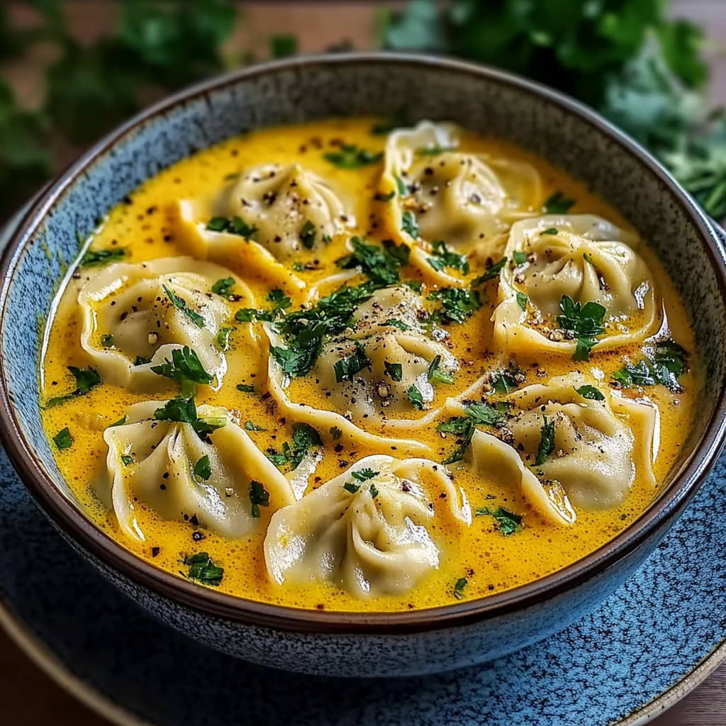 Recipe preparation for Delicious Dumpling Curry Soup