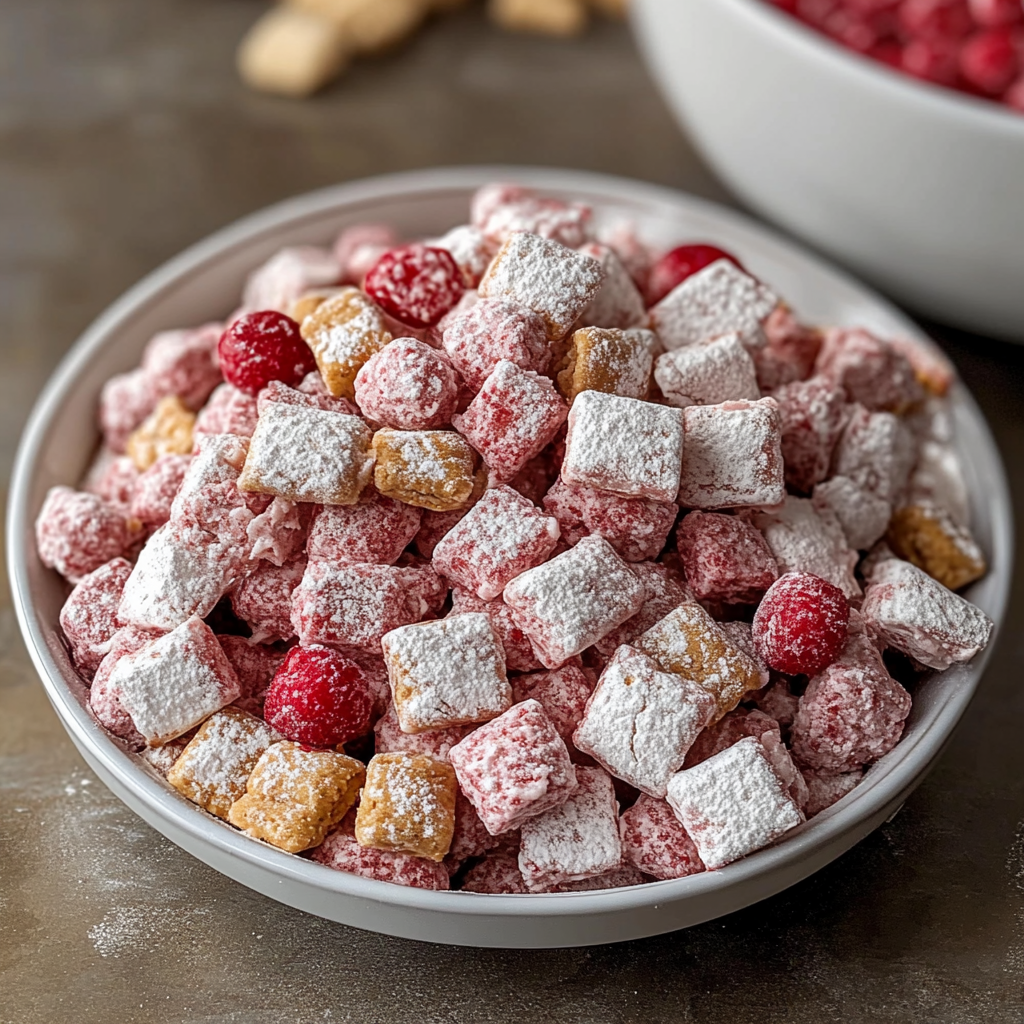 Recipe preparation for Cherry Cheesecake Puppy Chow