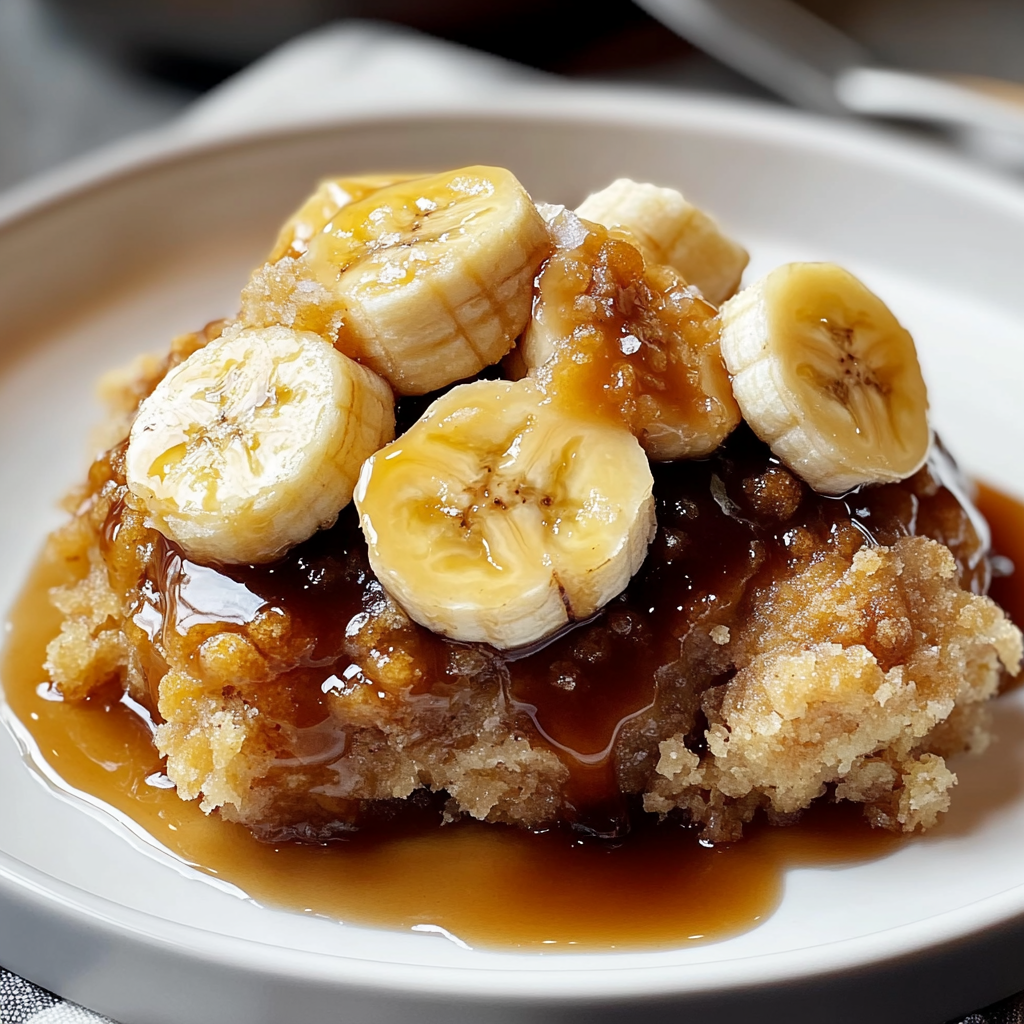 Recipe preparation for Bananas Foster Cobbler