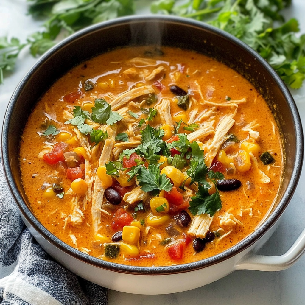 Recipe preparation for Creamy Chicken Tortilla Soup