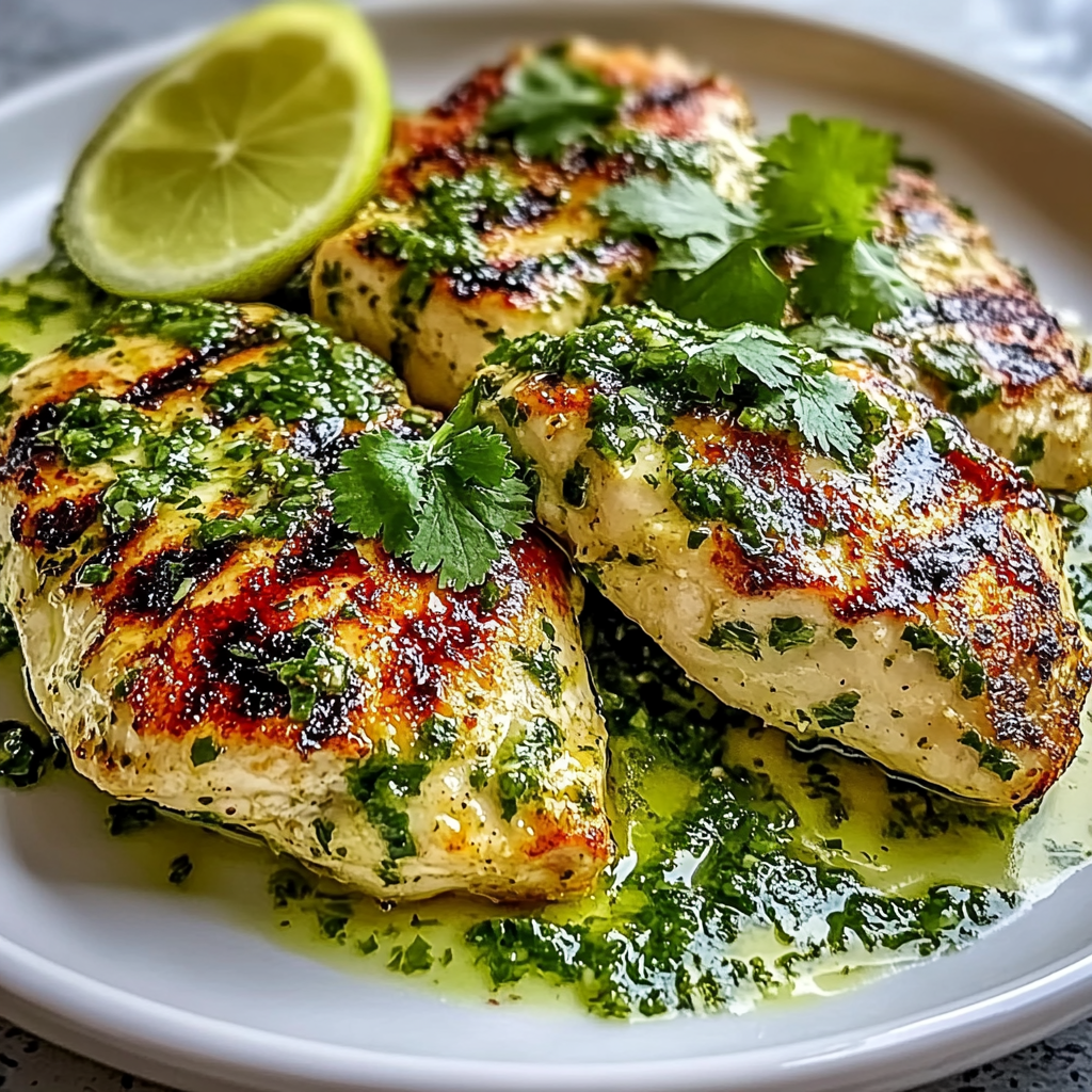 Recipe preparation for Juicy Grilled Salsa Verde Chicken