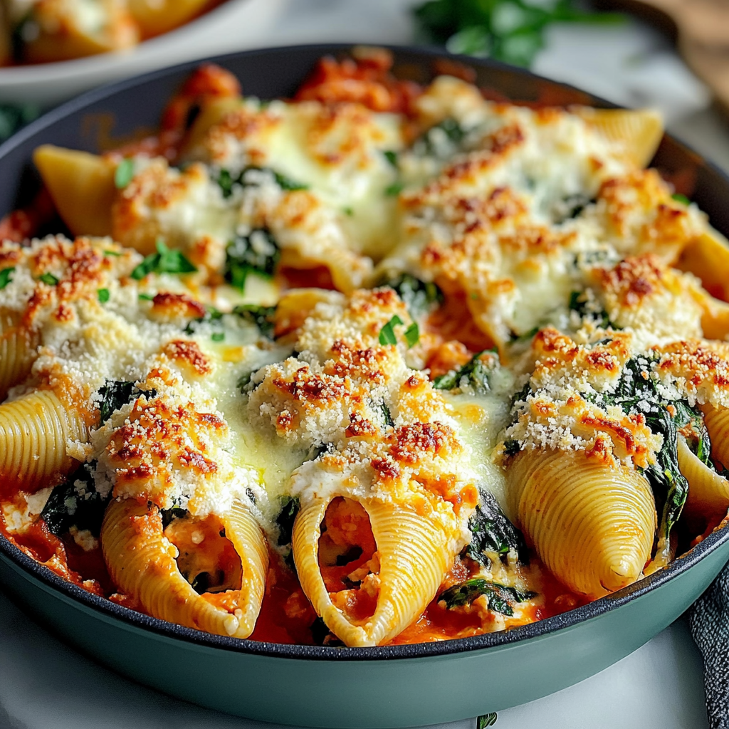 Recipe preparation for Spinach and Ricotta Stuffed Shells Recipe
