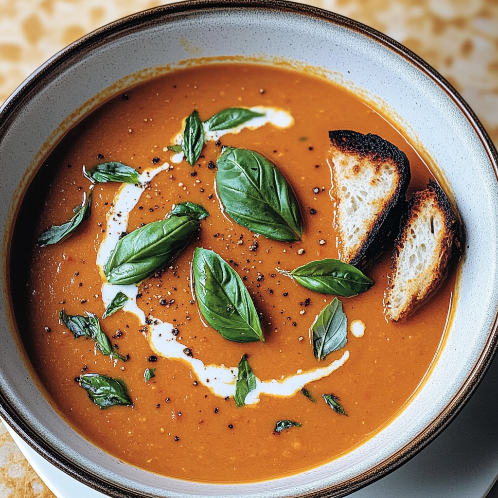 Recipe preparation for Easy Vegan Tomato Basil Soup
