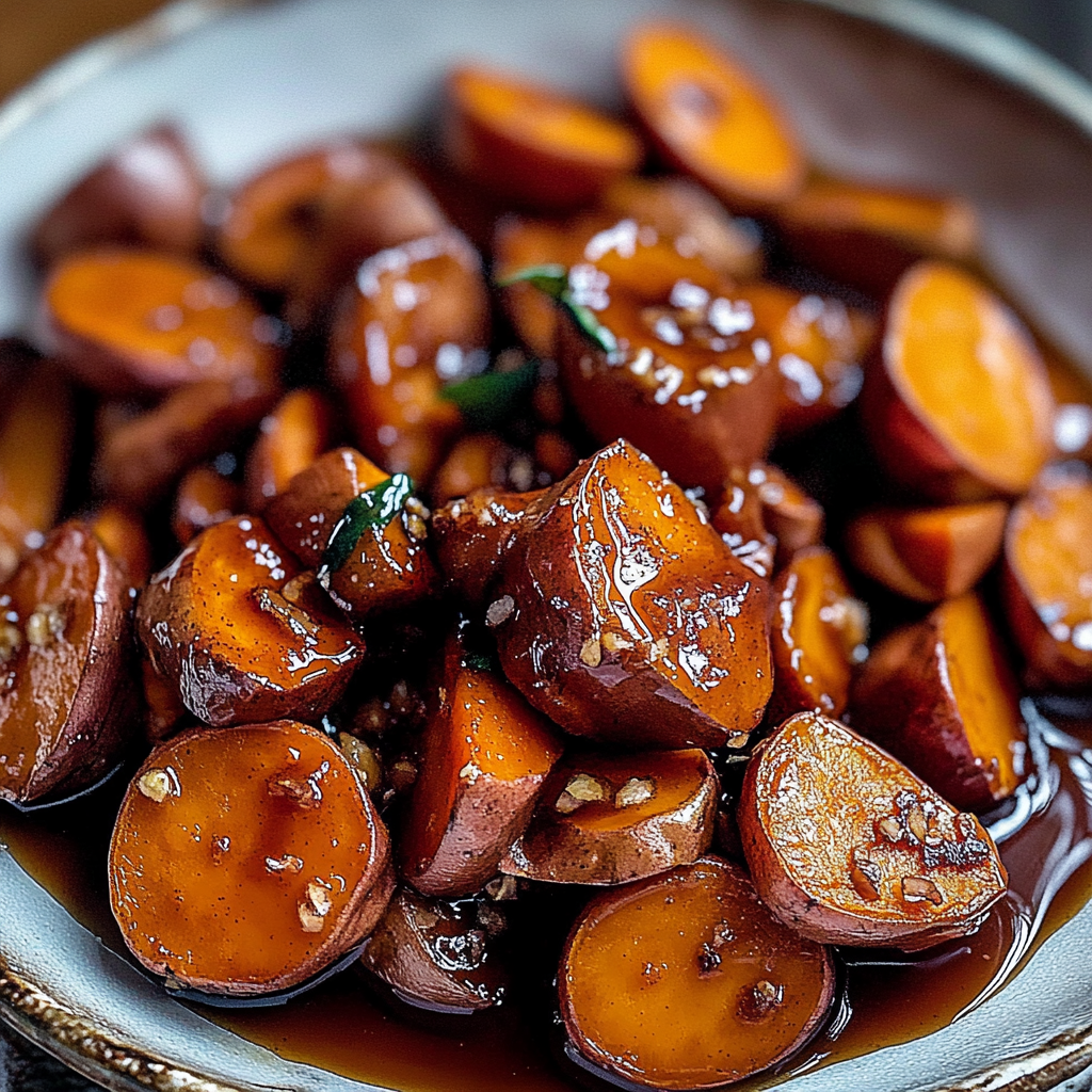 Recipe preparation for Cinnamon Maple Roasted Sweet Potatoes