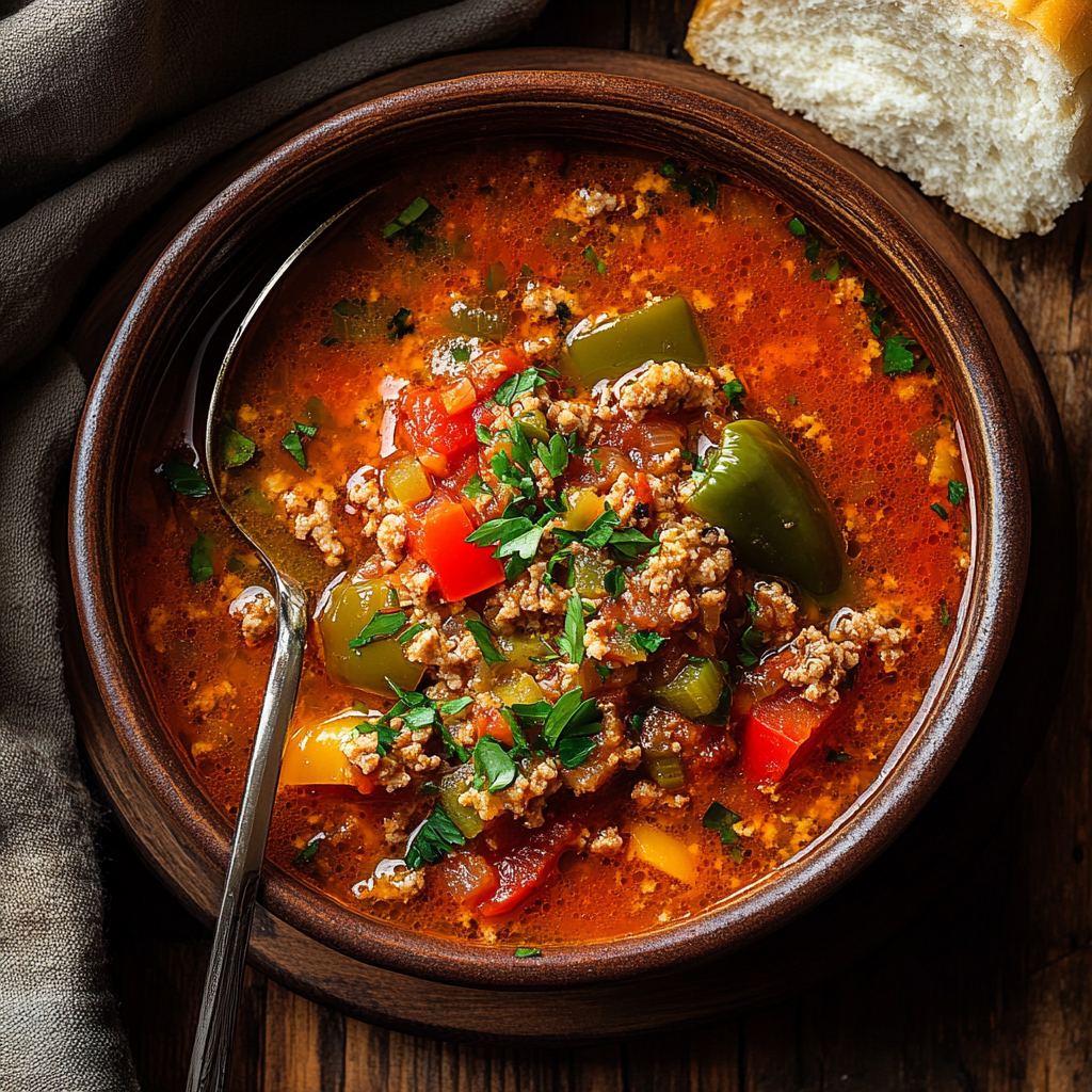 Recipe preparation for Keto Stuffed Pepper Soup