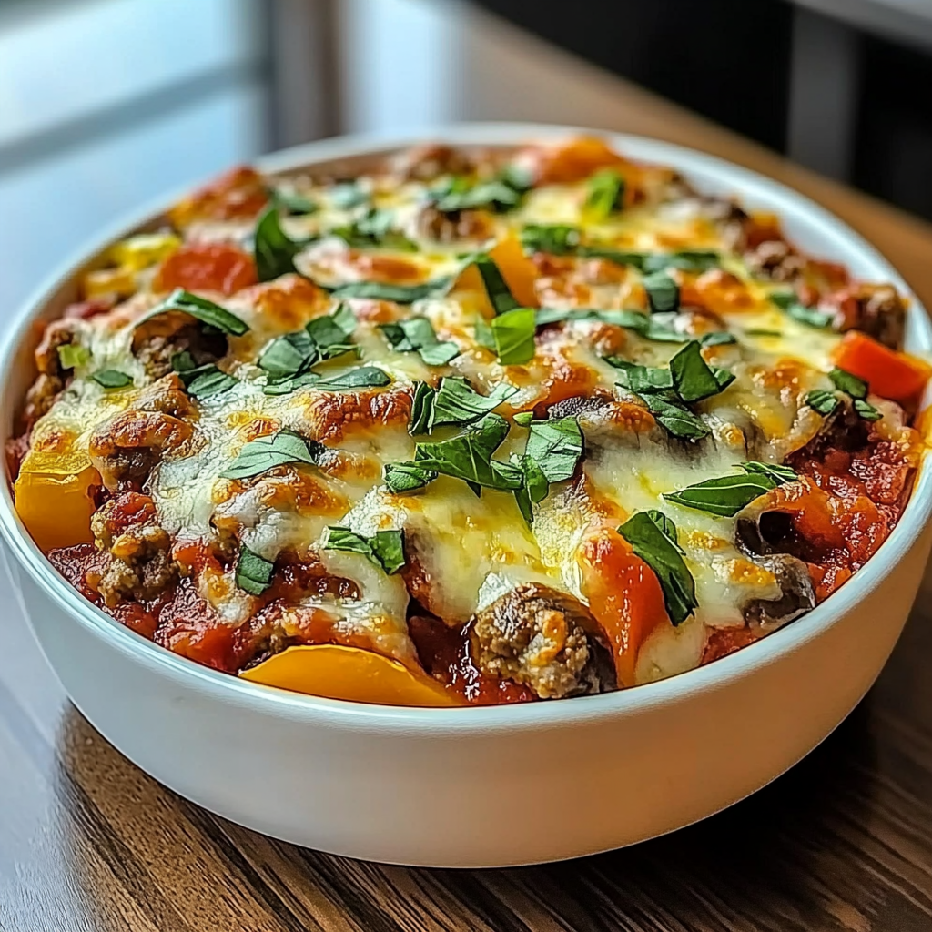 Recipe preparation for Crustless Pizza Bowl