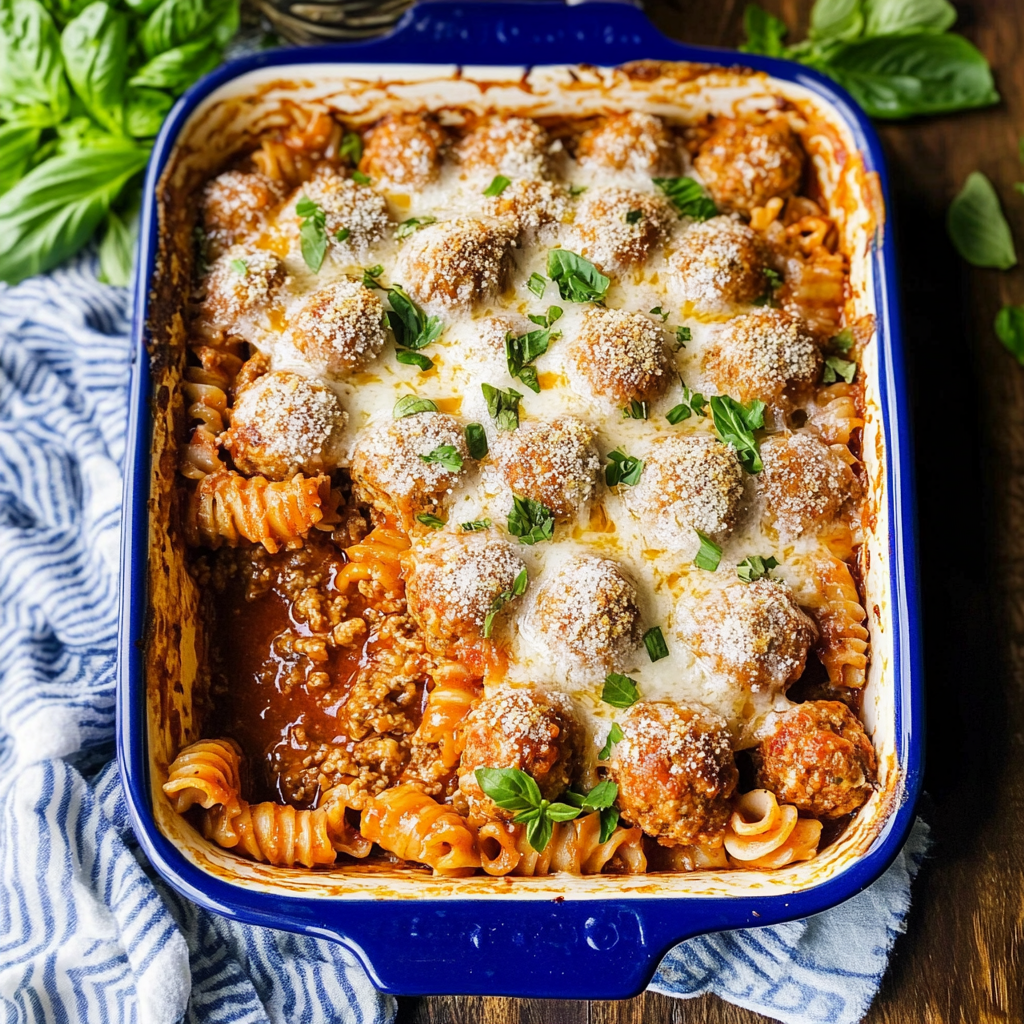 Recipe preparation for Dump-and-Bake Meatball Casserole