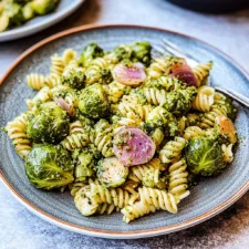 Brussels Sprouts and Pesto Pasta