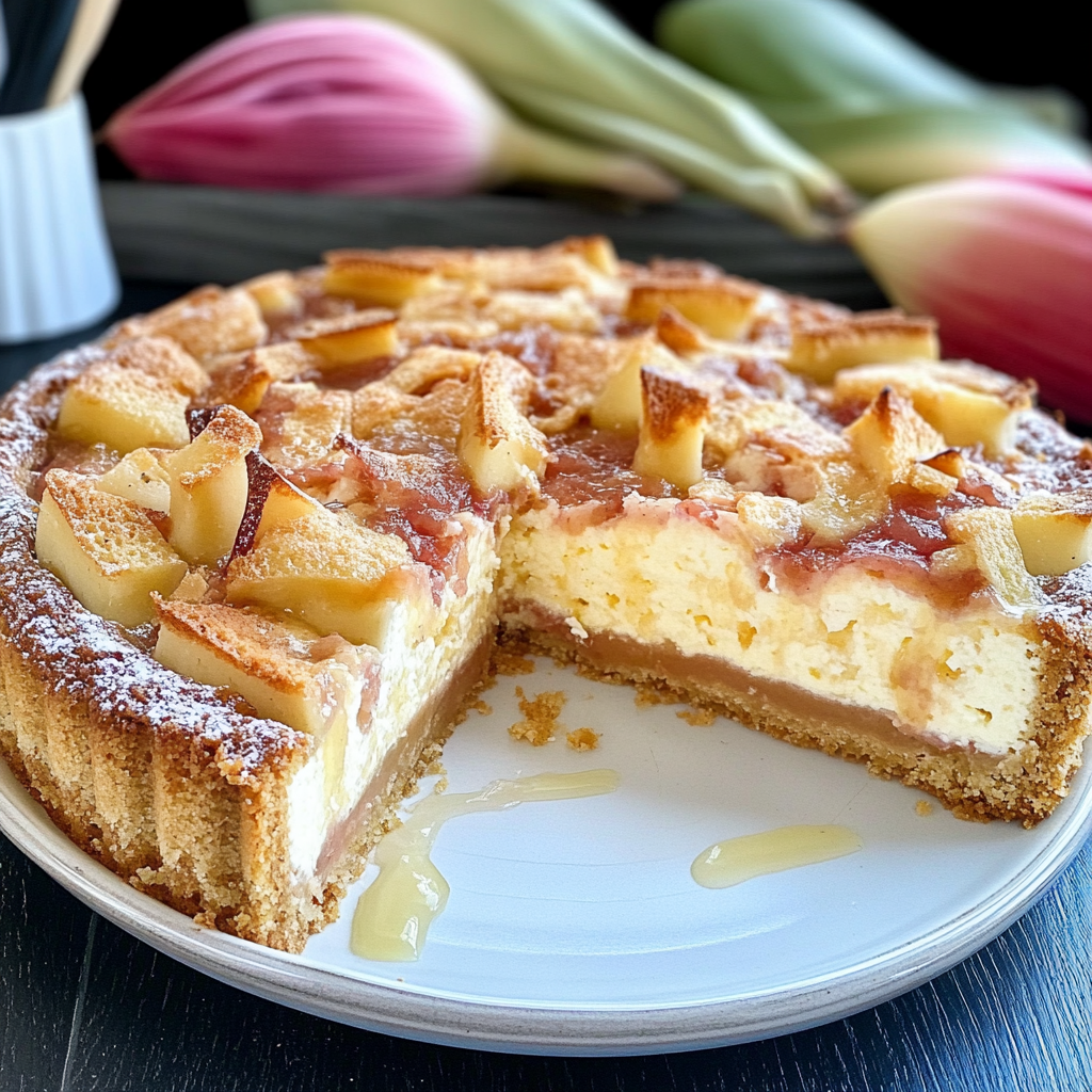 Recipe preparation for rhabarberkuchen mit quark