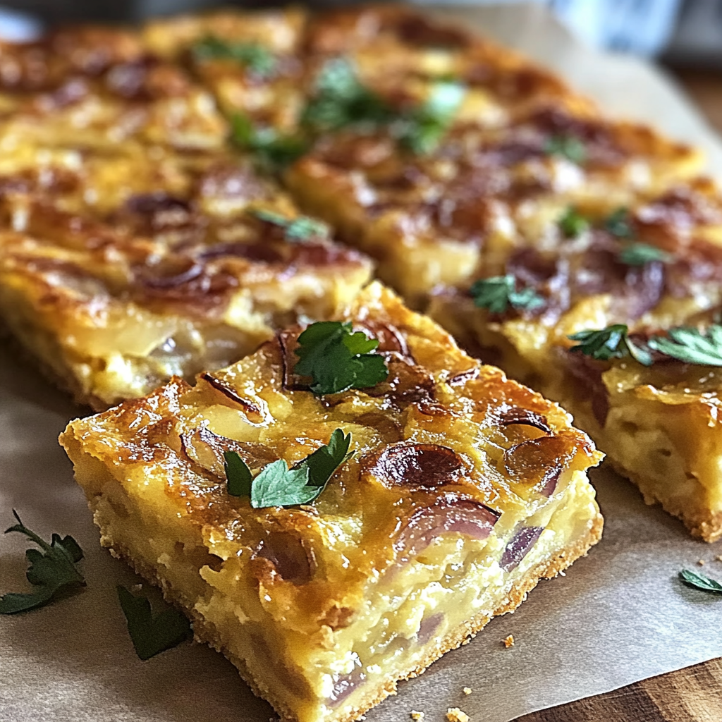 Recipe preparation for Sheet Pan Onion Tart Recipe